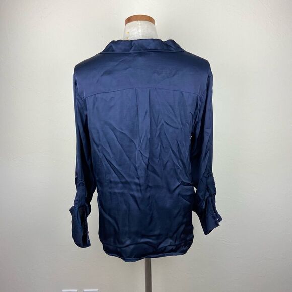 Young Fabulous & Broke Button-Up Blouse - Navy - Picture 5 of 6